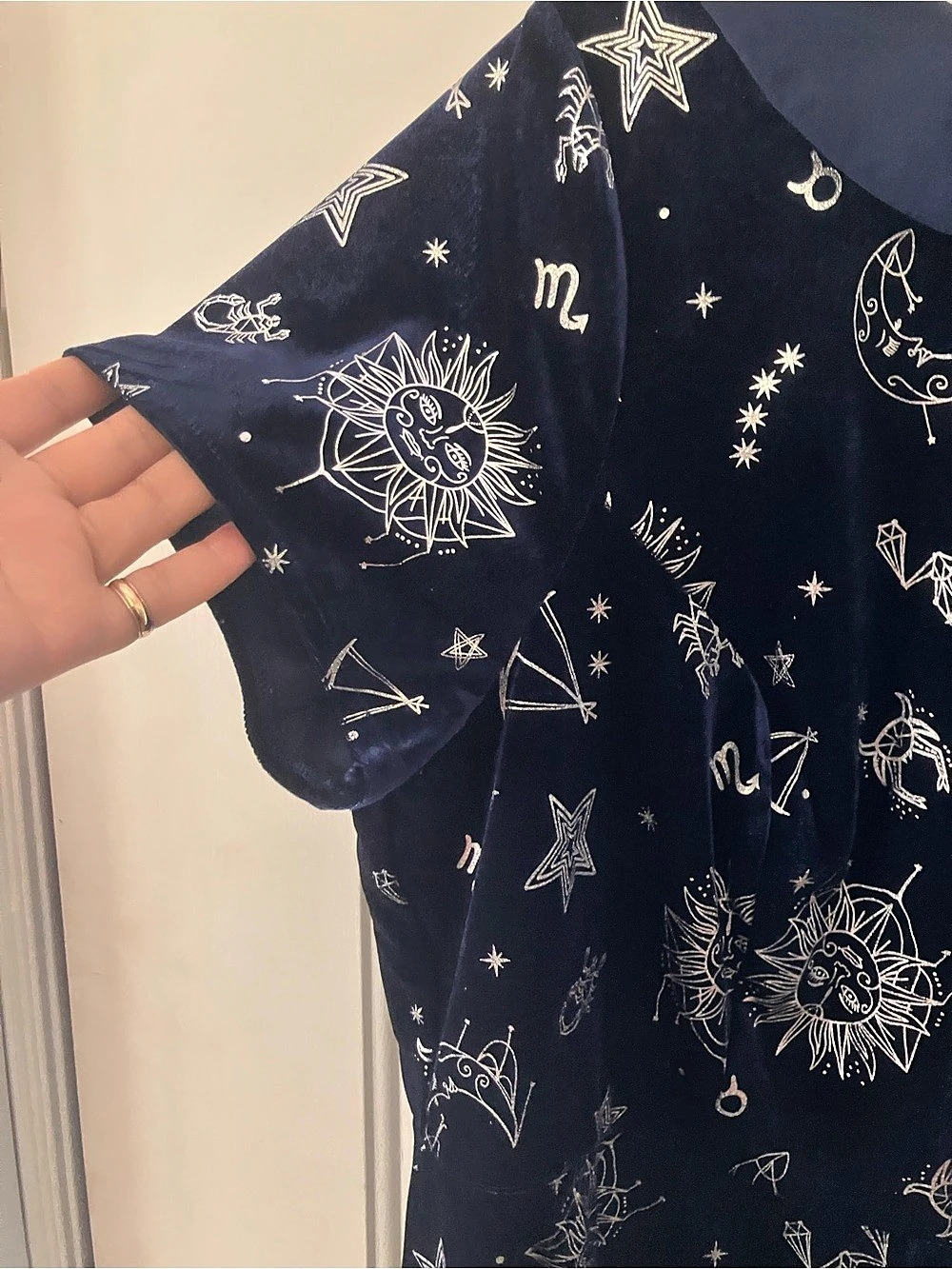 ModCloth x Collectif “Florence” Velvet Skater Dress in Navy and Silver - Picture 7 of 13